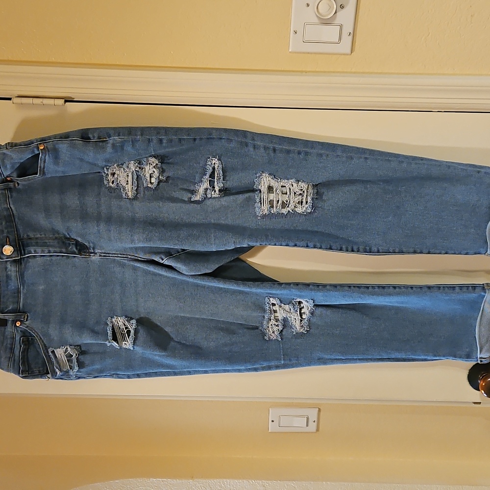 LB Flex Magic Waistband Signature Fit Mid arise Boyfriend Lt blue jeans Size 20